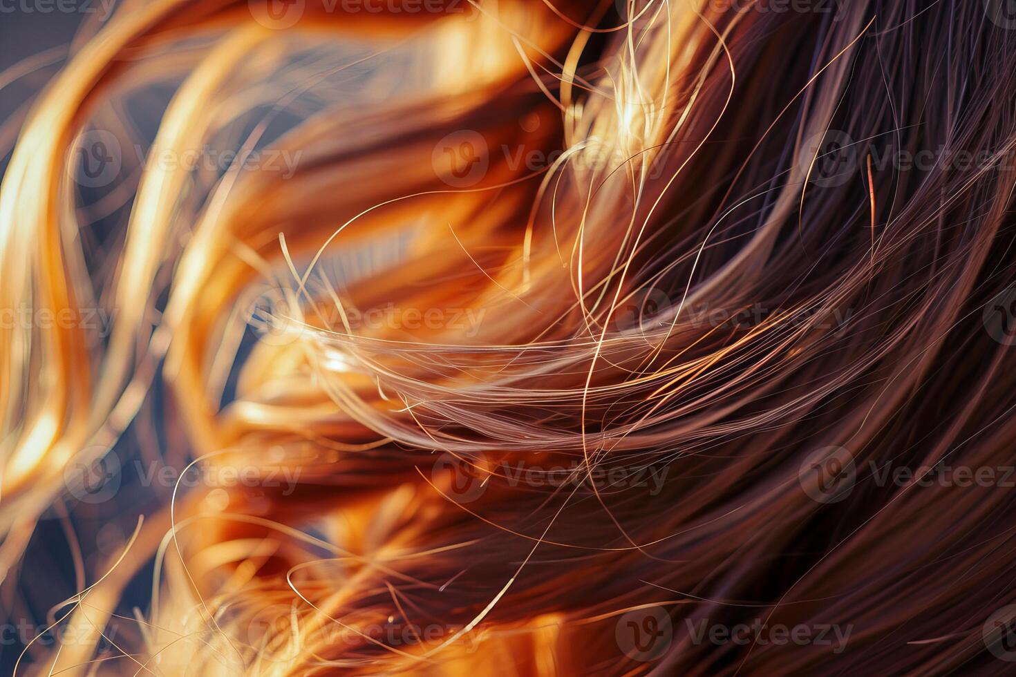 Golden hair flowing in the wind creating abstract shapes photo