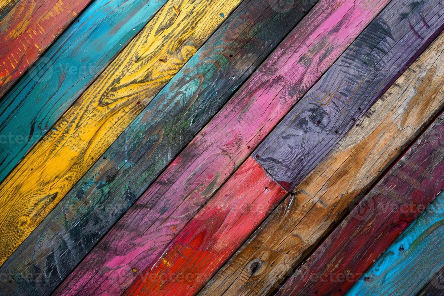 Colorful wooden planks creating a vibrant and rustic background photo