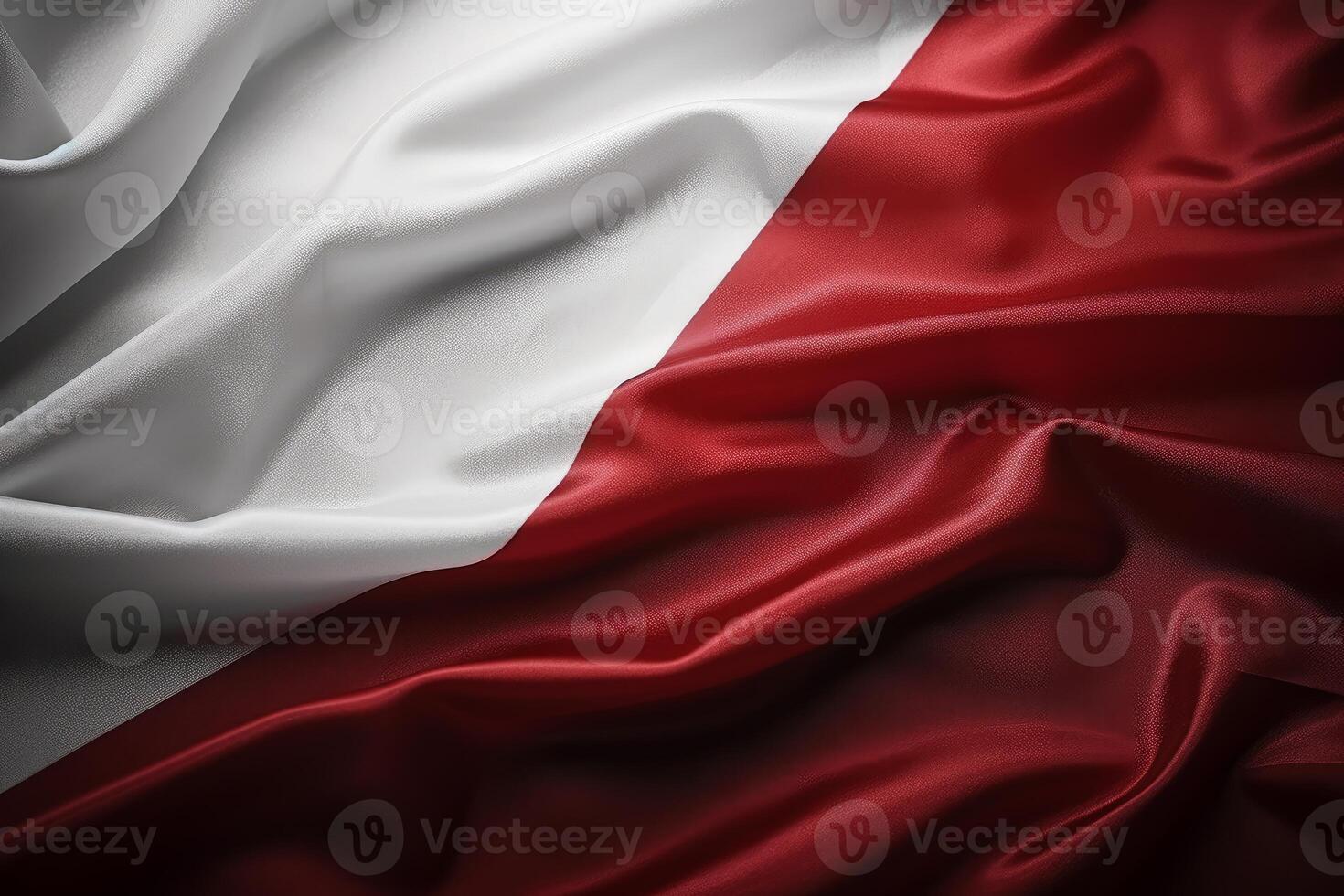 Polish flag waving in the wind, red and white national symbol photo