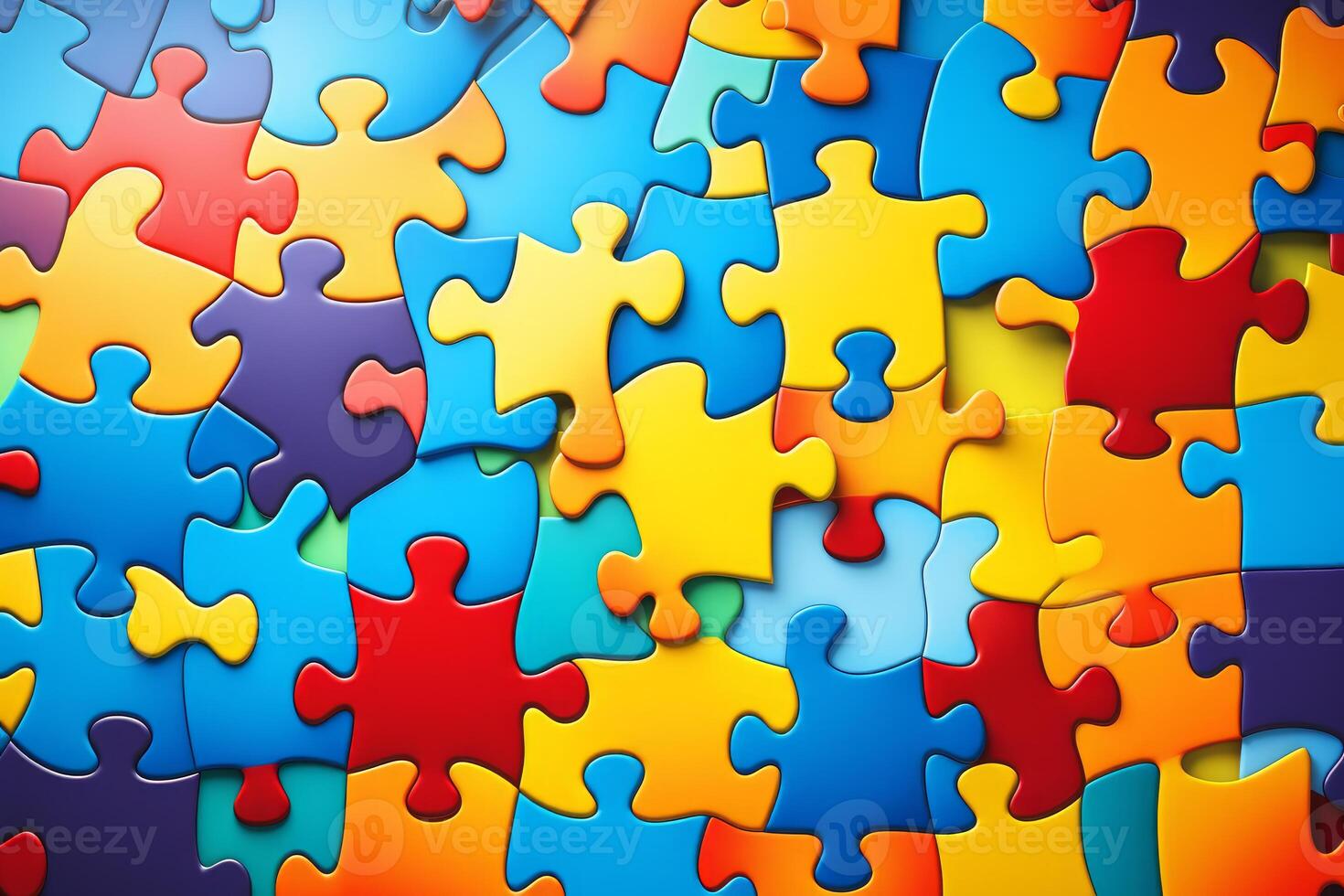 Colorful jigsaw puzzle pieces creating intriguing pattern photo