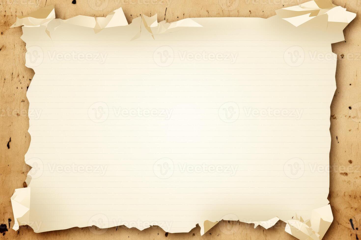 Blank lined paper with torn edges on grunge background emphasizing copy space photo