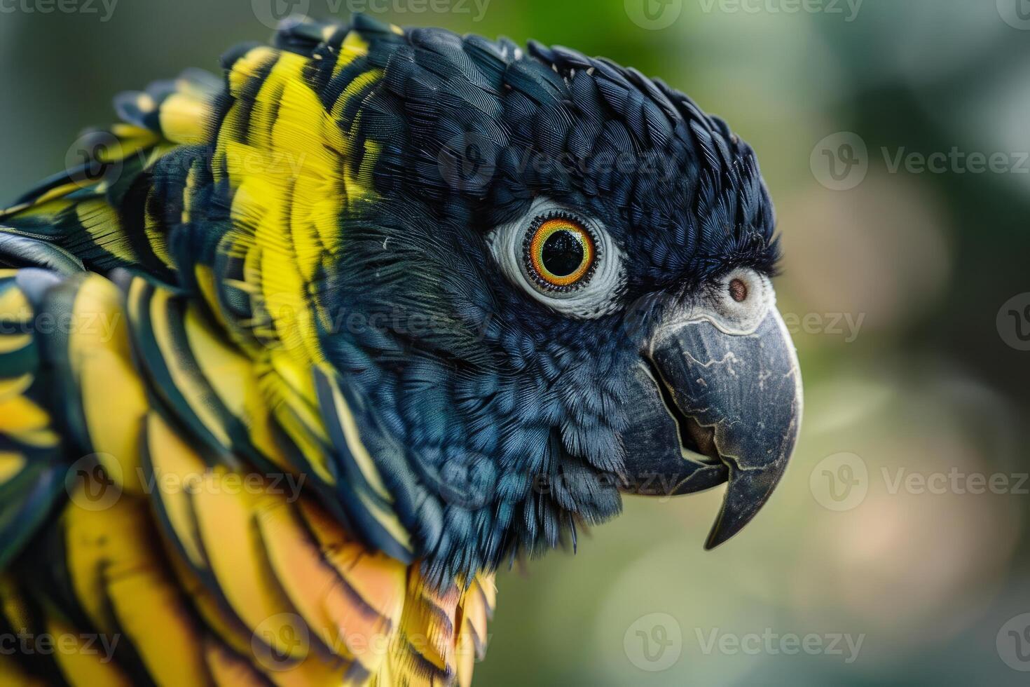 Close up of a blue headed parrot showing its colorful plumage photo