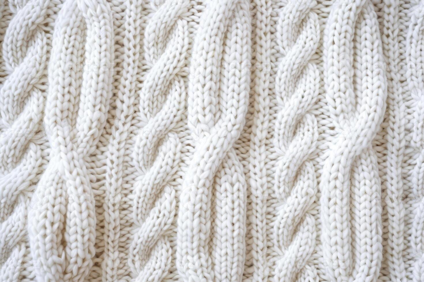 Cozy cable knit texture creating repeating pattern on white sweater photo