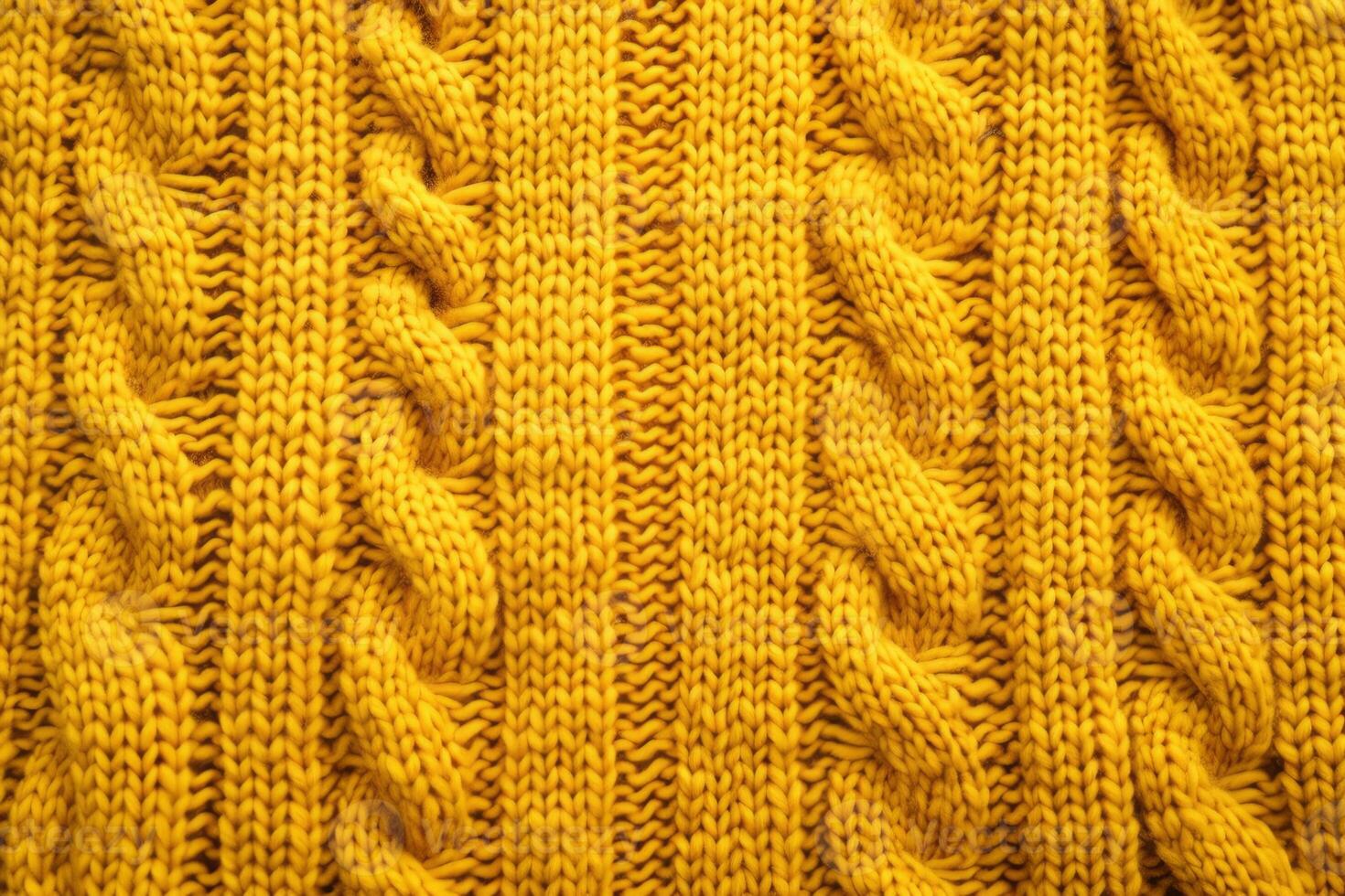 Yellow knitted cable pattern showing soft texture ideal for backgrounds photo