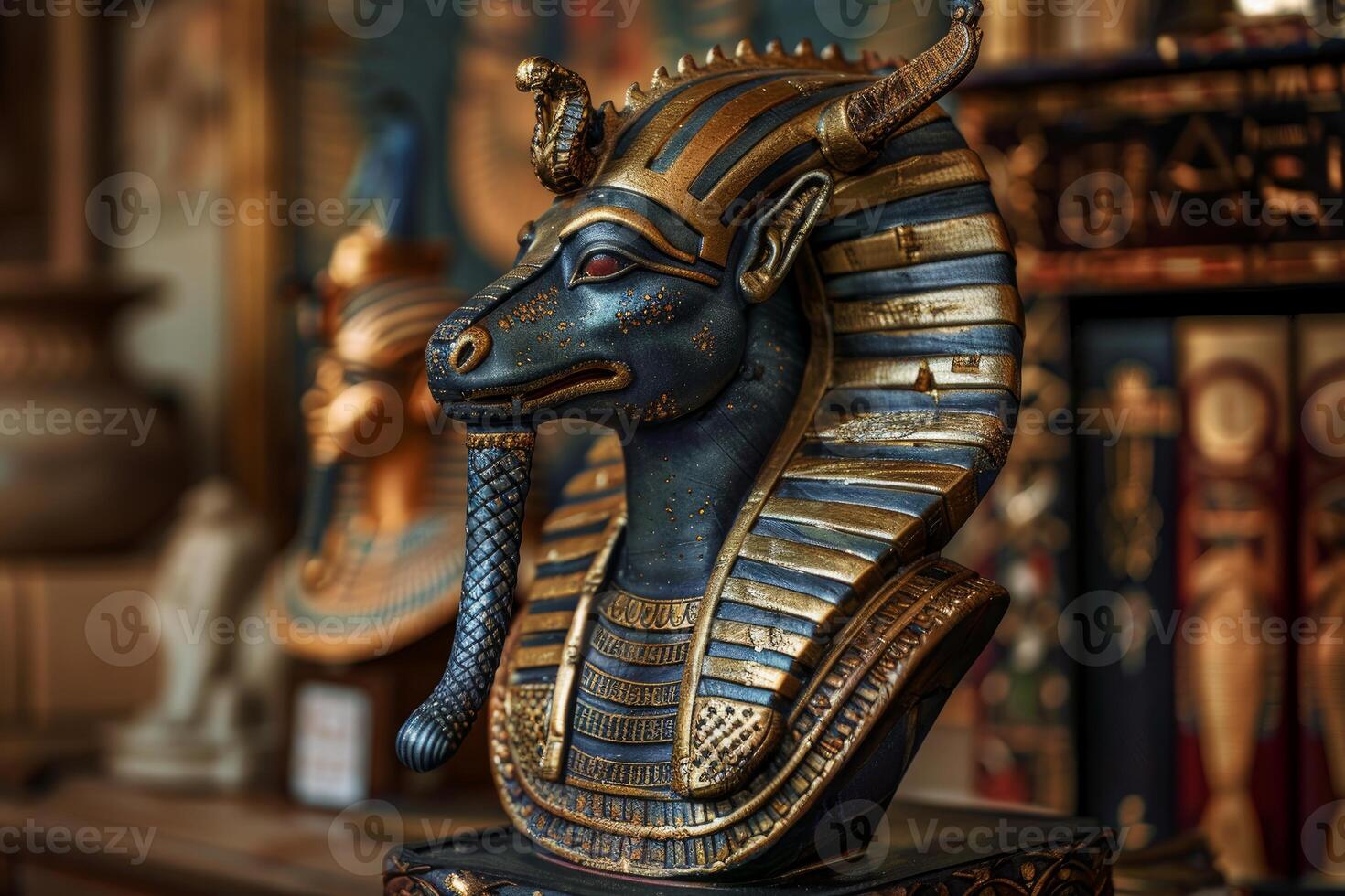 Sobek statue exhibiting ancient egyptian power and mythology photo