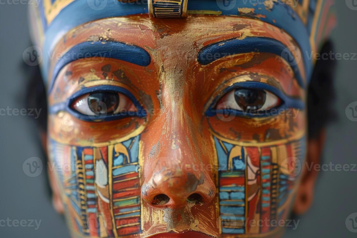 Tutankhamun's golden mask gazing into eternity, revealing ancient secrets photo