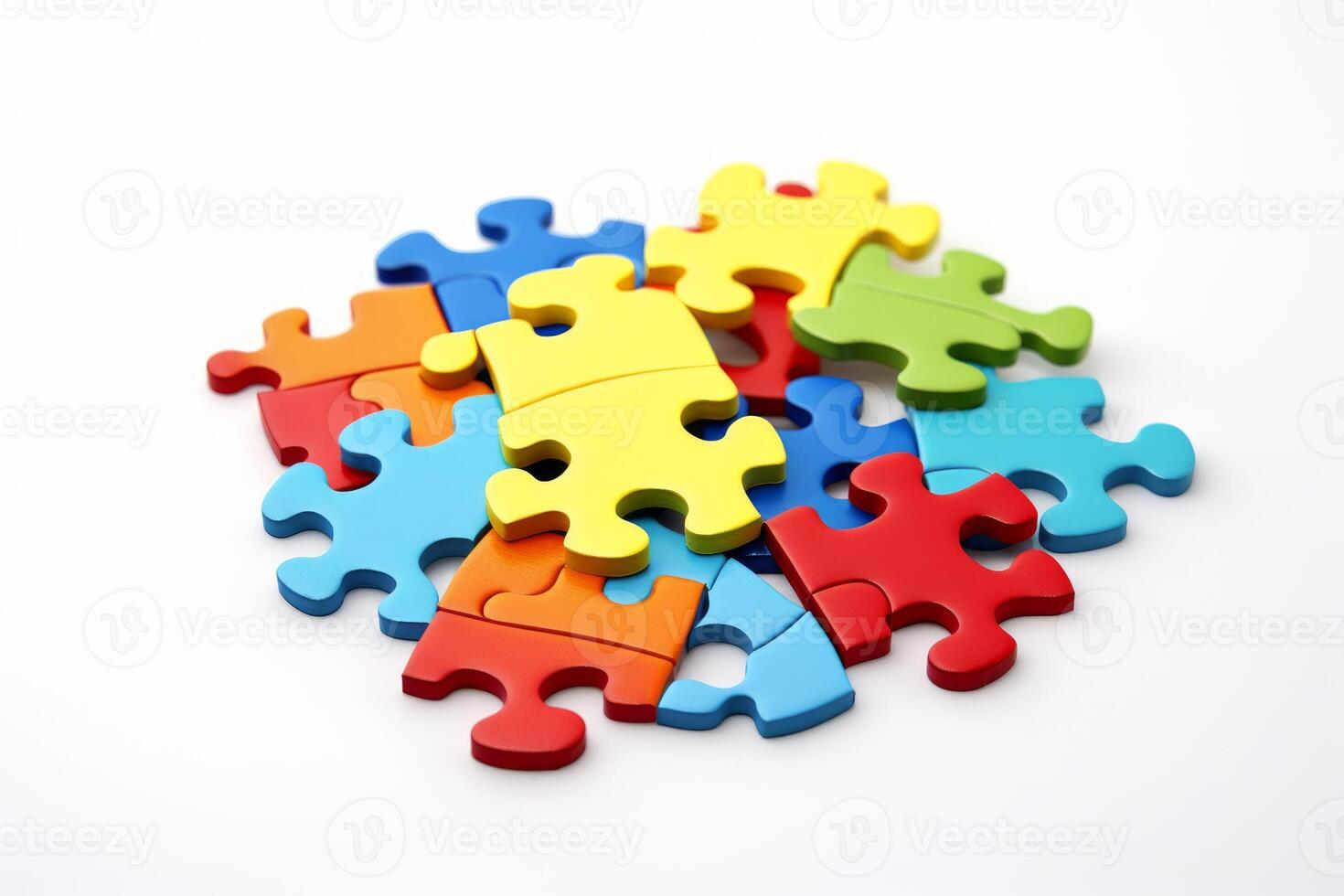 Vibrant puzzle pieces forming a challenging yet engaging problem solving concept photo