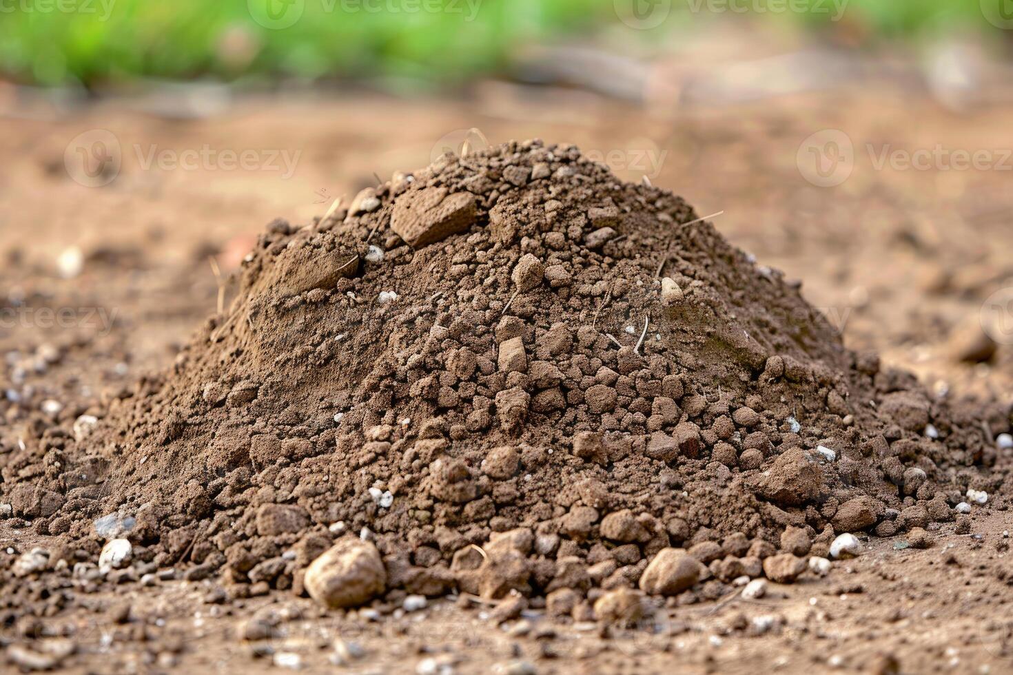 Pile of fertile soil creates small mound on ground photo