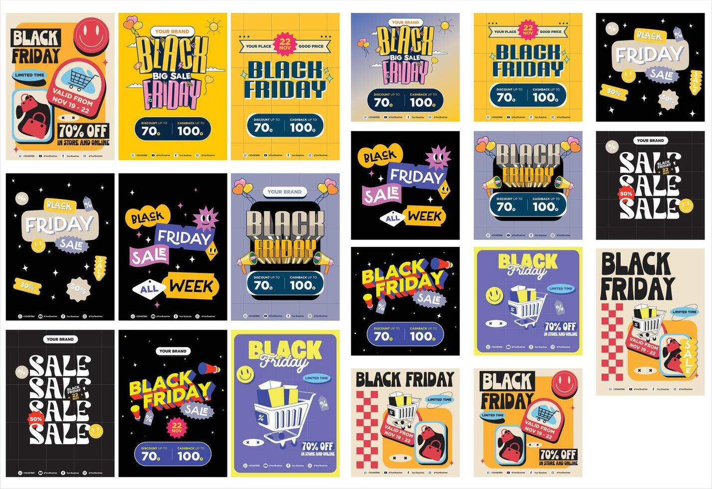 black friday poster promotion bundle pack vector