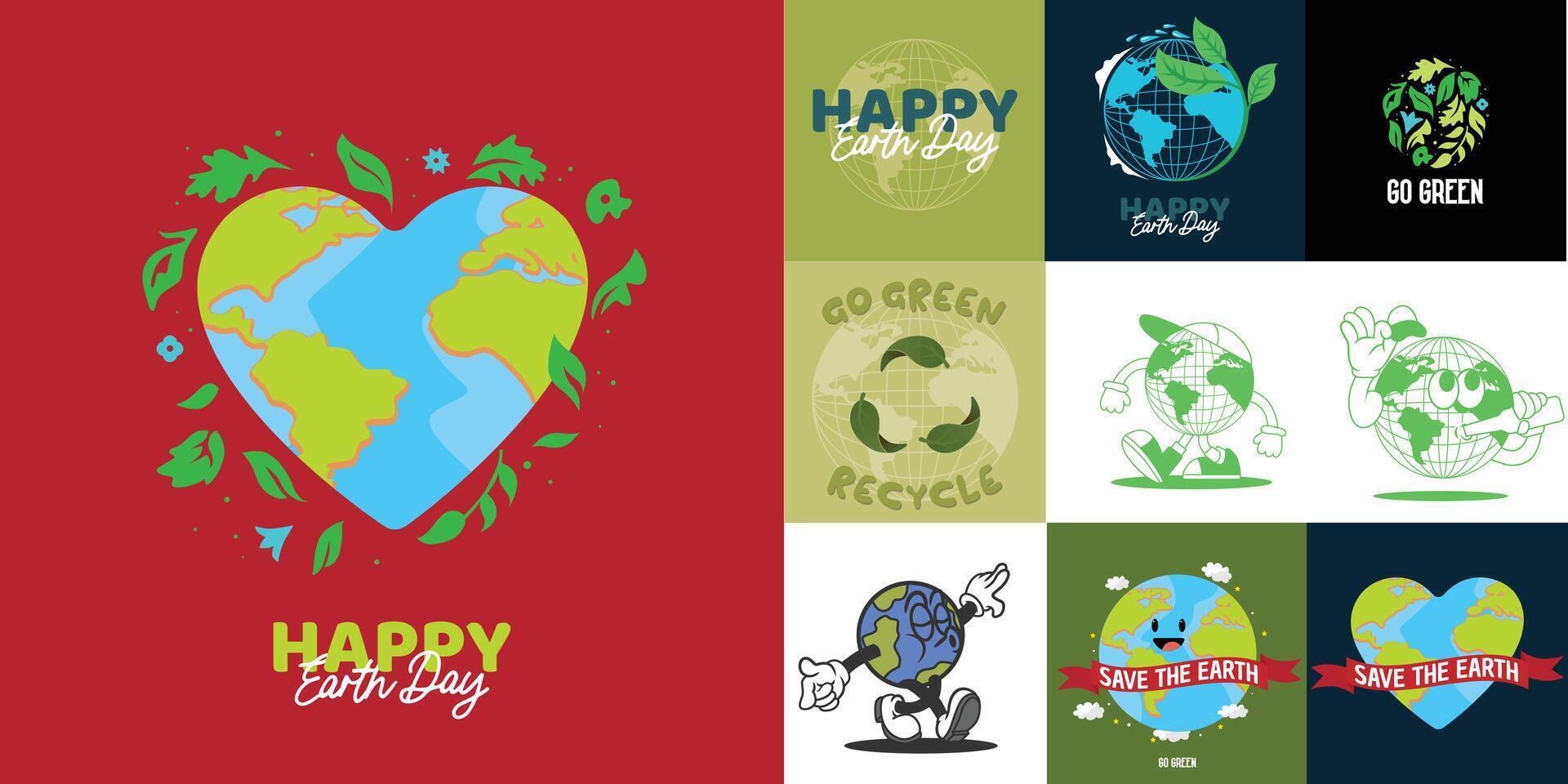 earth day design promotion banner bundle pack vector
