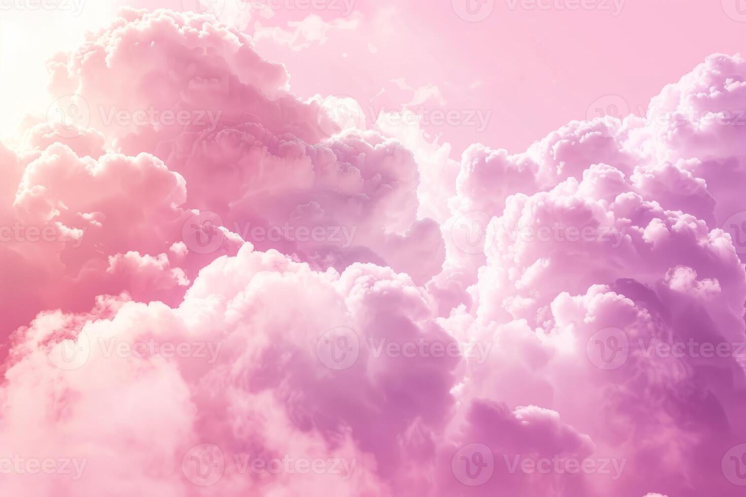 Fantasy pink and orange colored sky with beautiful clouds photo