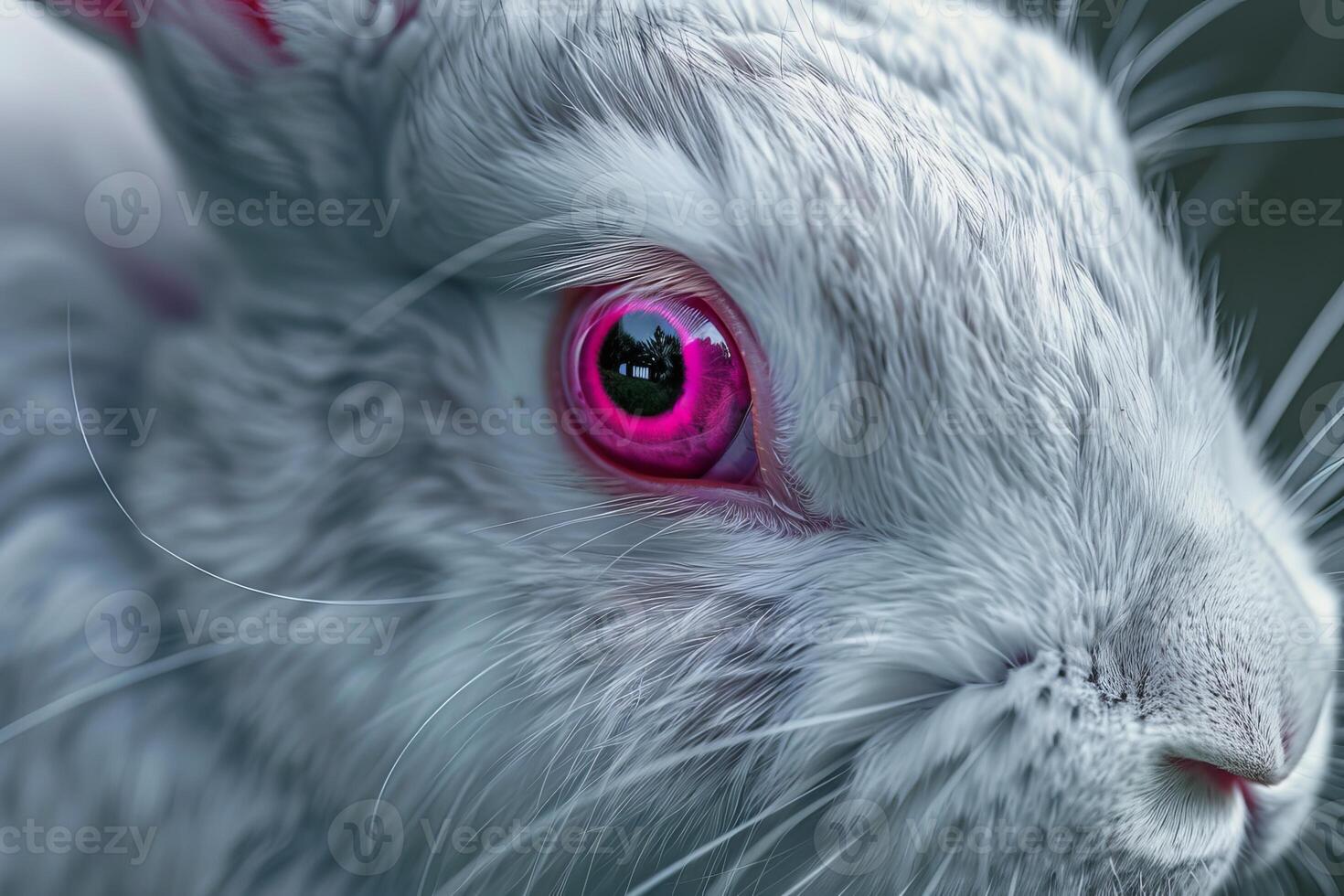 White rabbit showing pink eye and long whiskers photo