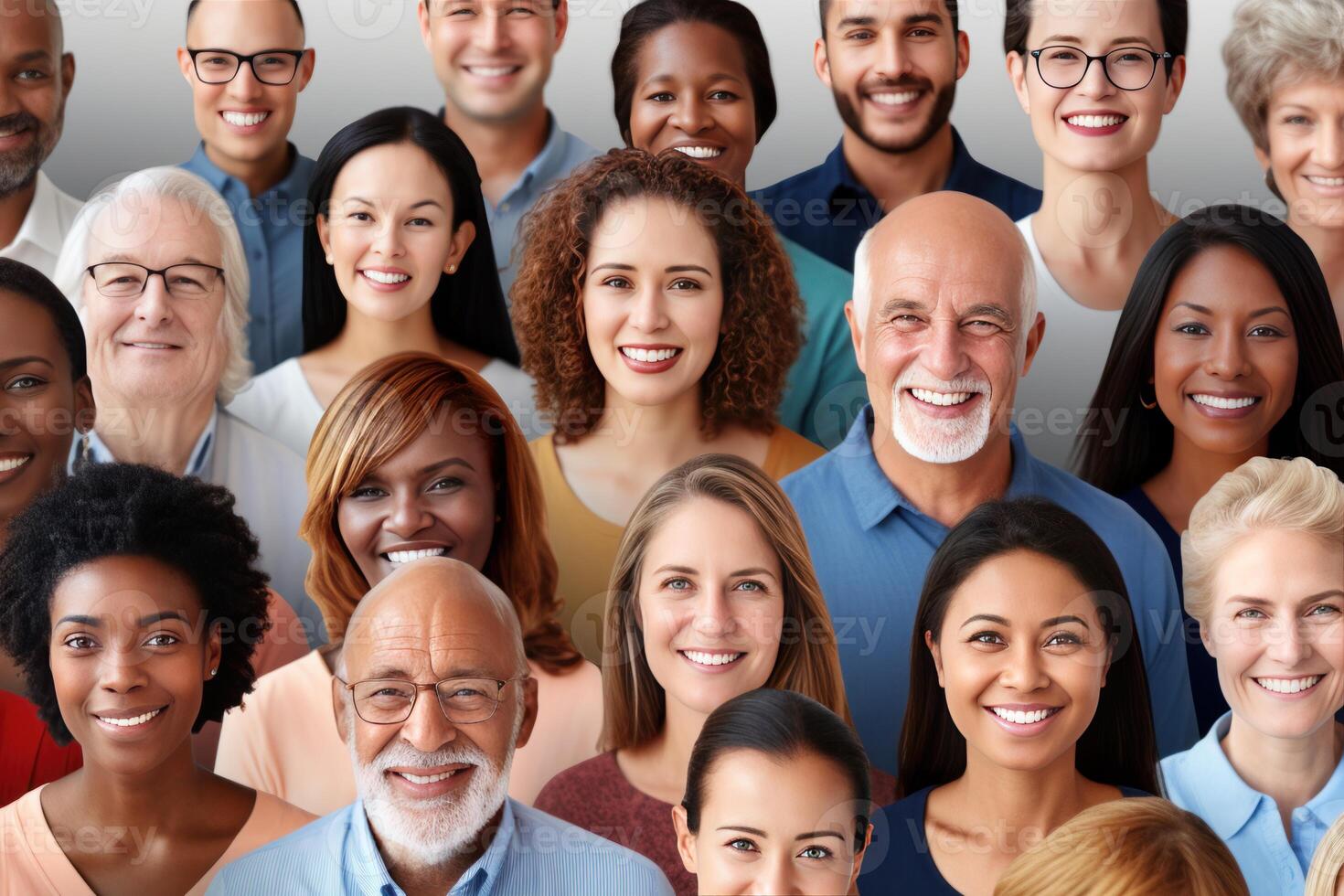 Diverse group of people smiling together, community and unity photo