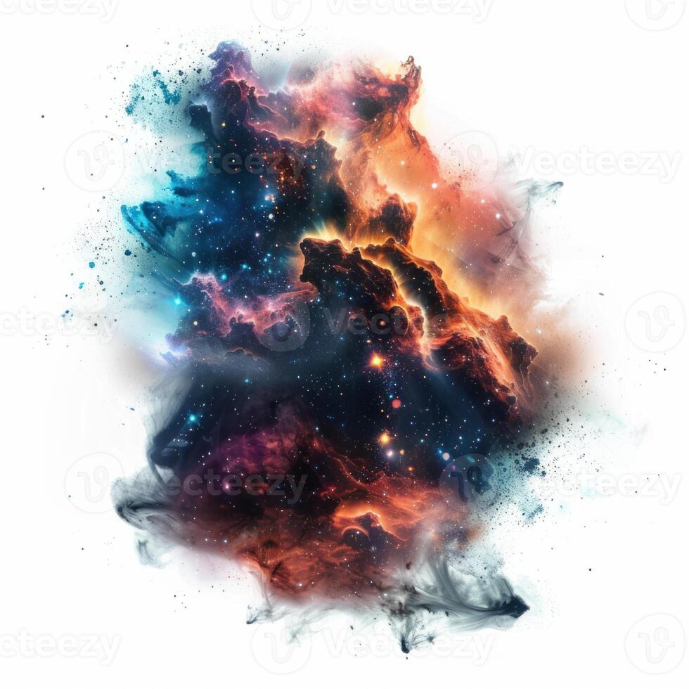 Colorful nebula cloud expanding in the universe with glowing stars photo