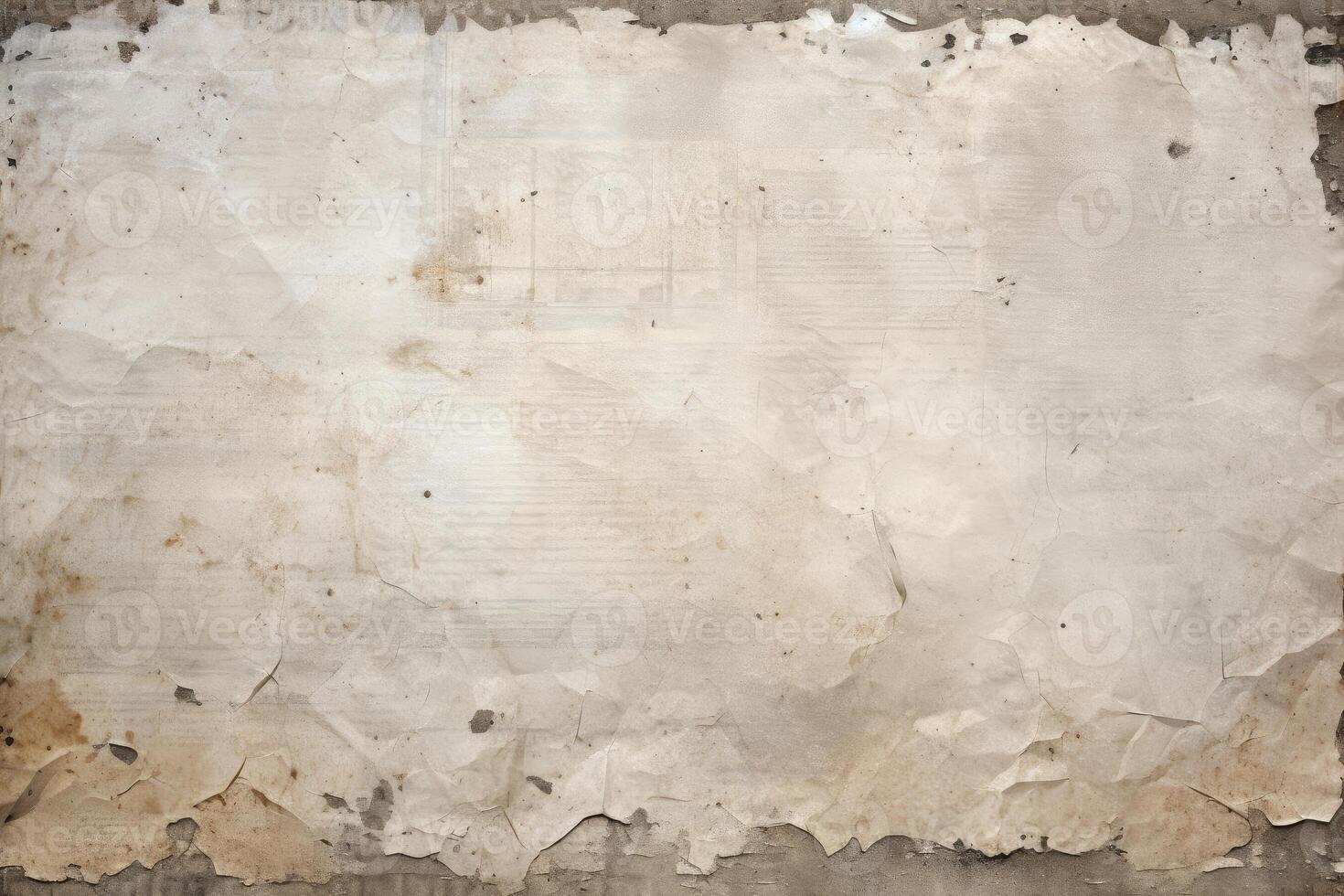 Old paper texture showing folded and ripped edges on concrete wall photo