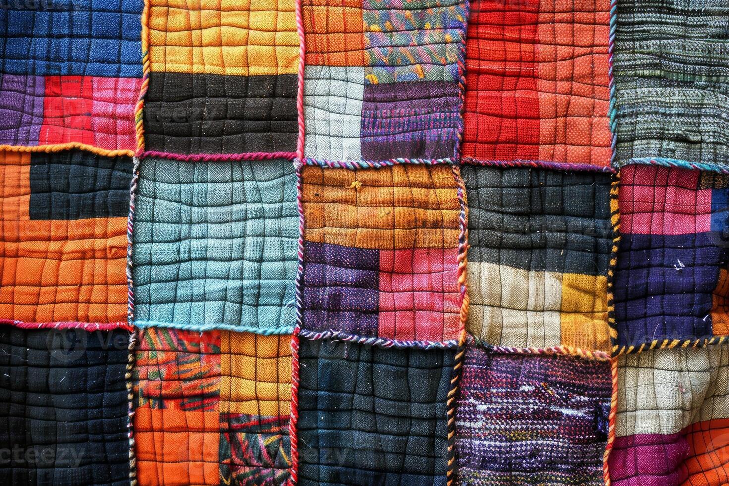 Colorful patchwork quilt showcasing traditional quilting techniques photo
