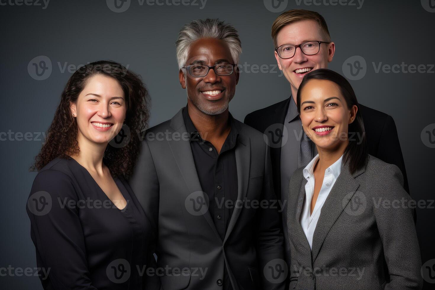 Diverse business team smiling together in studio portrait photo