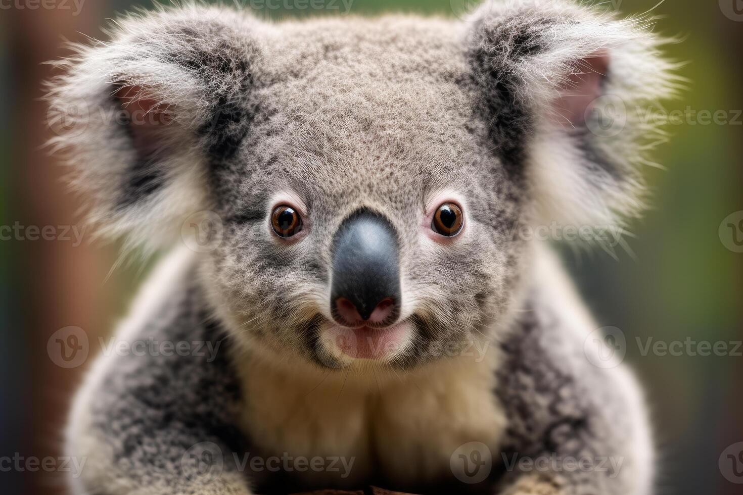 Cute koala posing in the zoo, looking at the camera photo