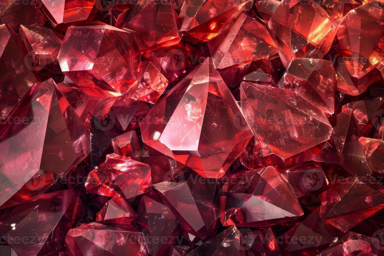 Sparkling red crystal gems glistening in abundance forming a stunning background photo