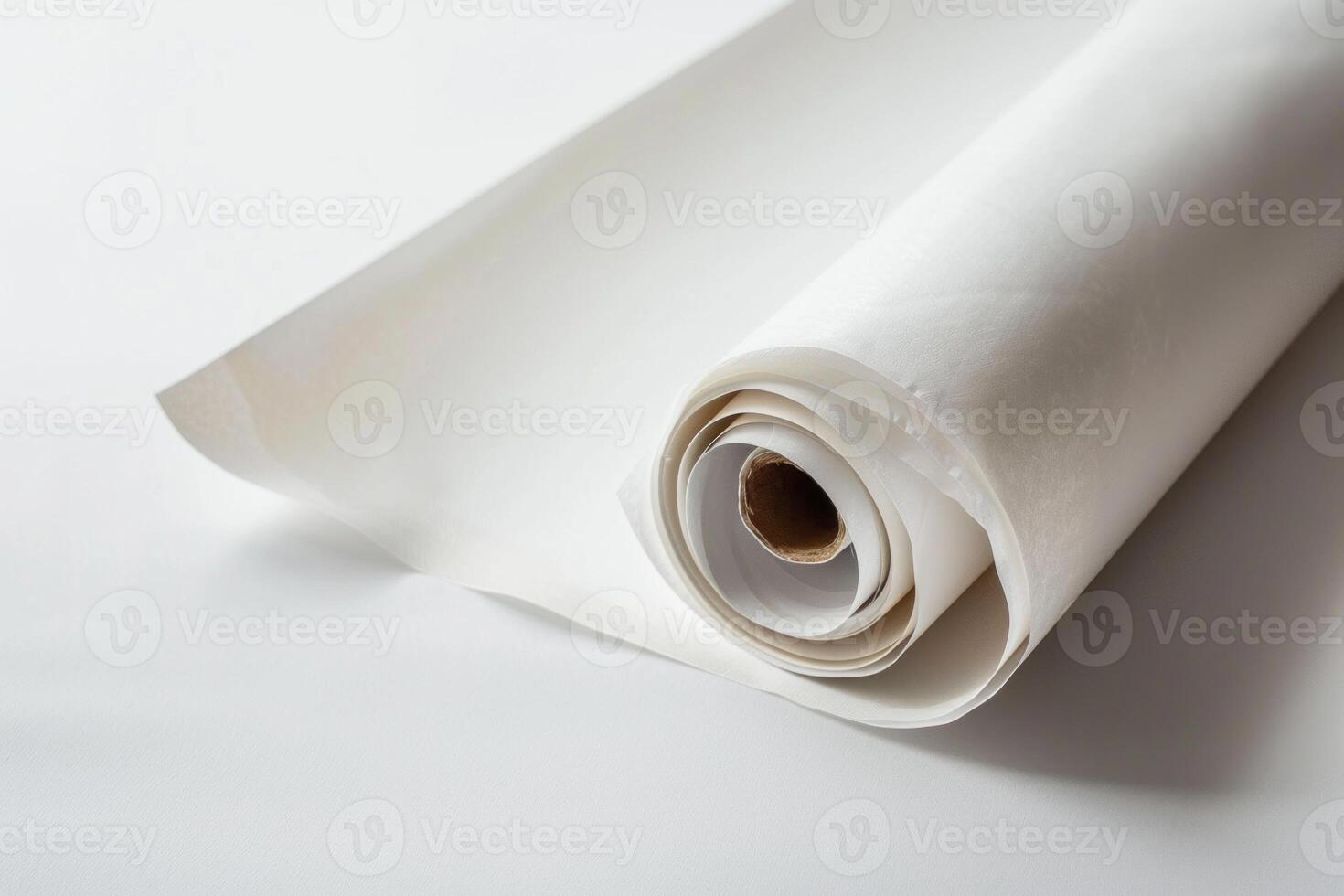 Roll of white baking paper on white background photo