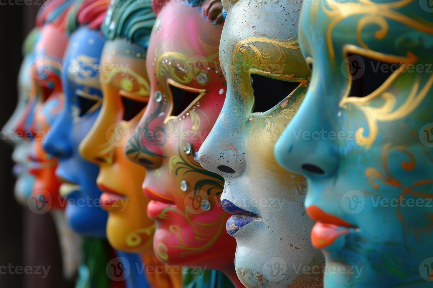 Colorful venetian masks showing mystery and elegance photo
