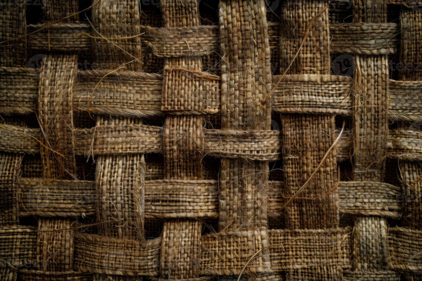 Interlaced fiber weaving creating intricate brown textured pattern photo