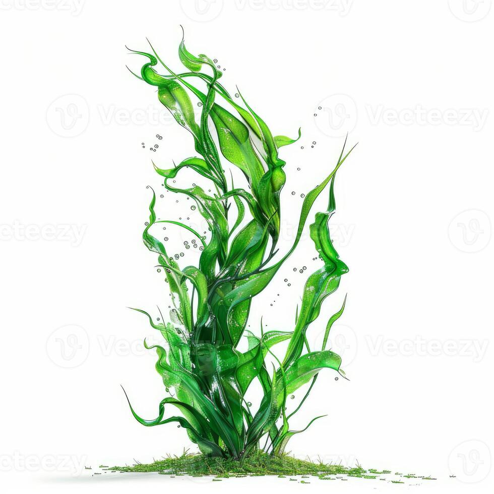 Lush green seaweed thriving in a pristine underwater environment photo