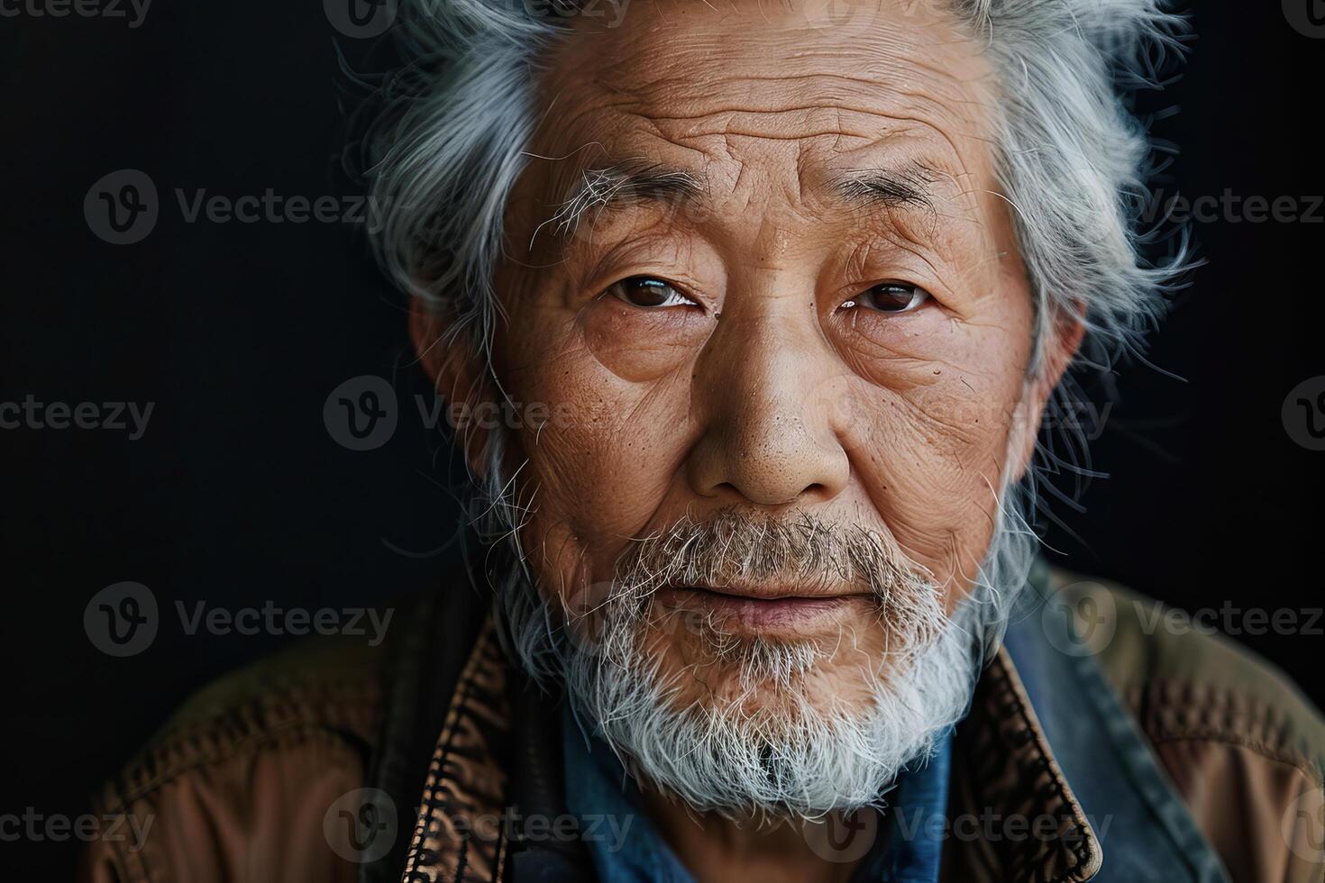 Portrait of senior asian man showing wisdom and experience photo