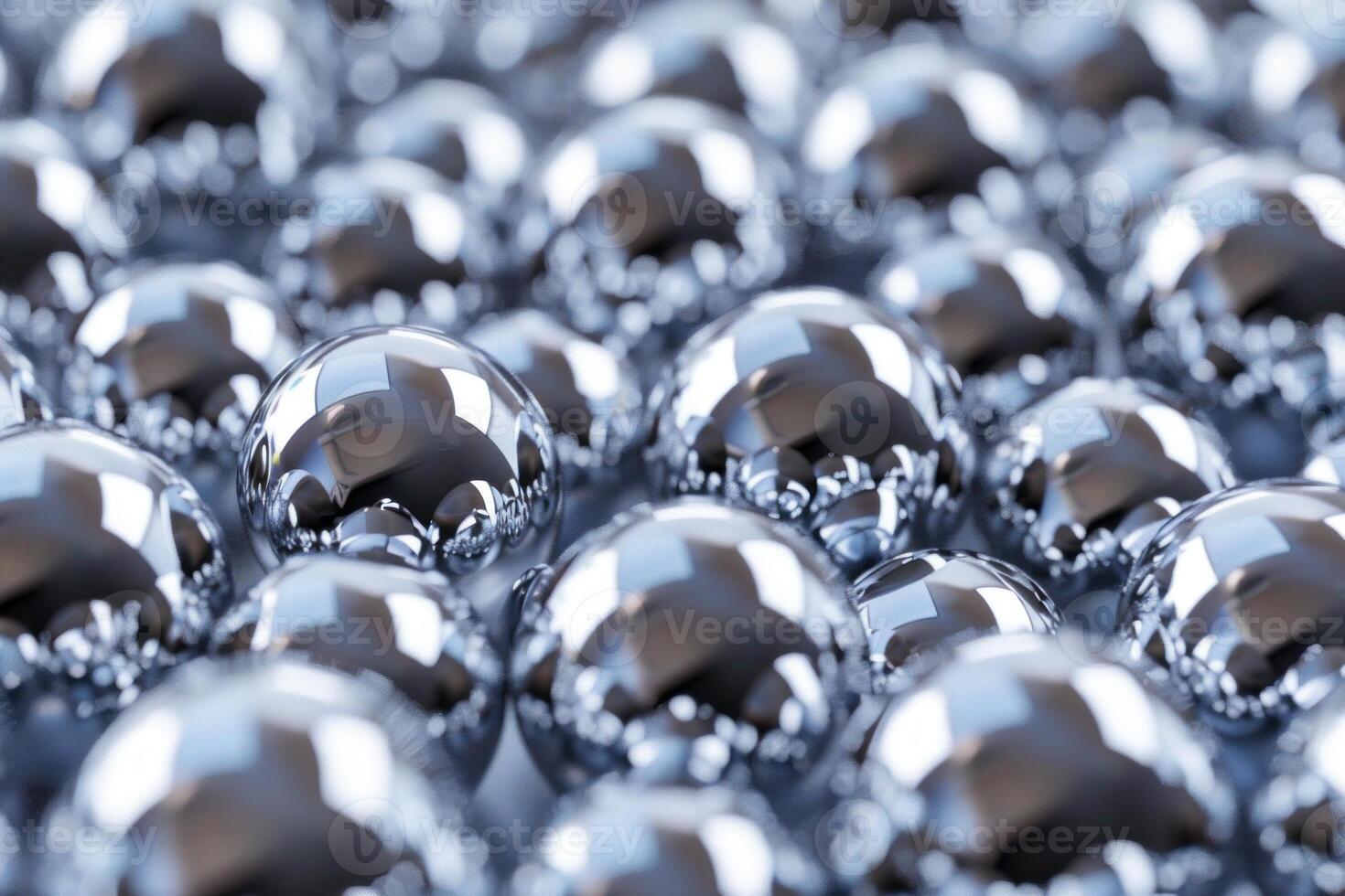 Shiny metal spheres forming an abstract reflective surface photo