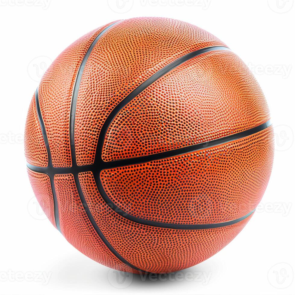 Basketball ball resting on white background representing sporting achievement photo