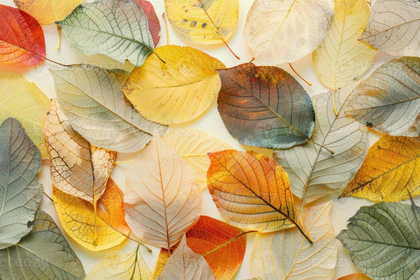 Colorful autumn leaves creating vibrant seasonal background photo