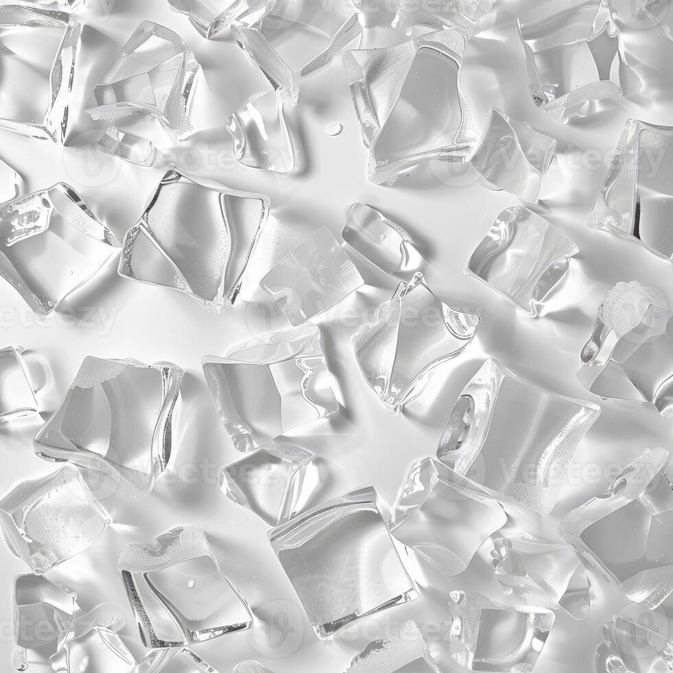 Ice cubes melting on white background creating refreshing summer concept photo