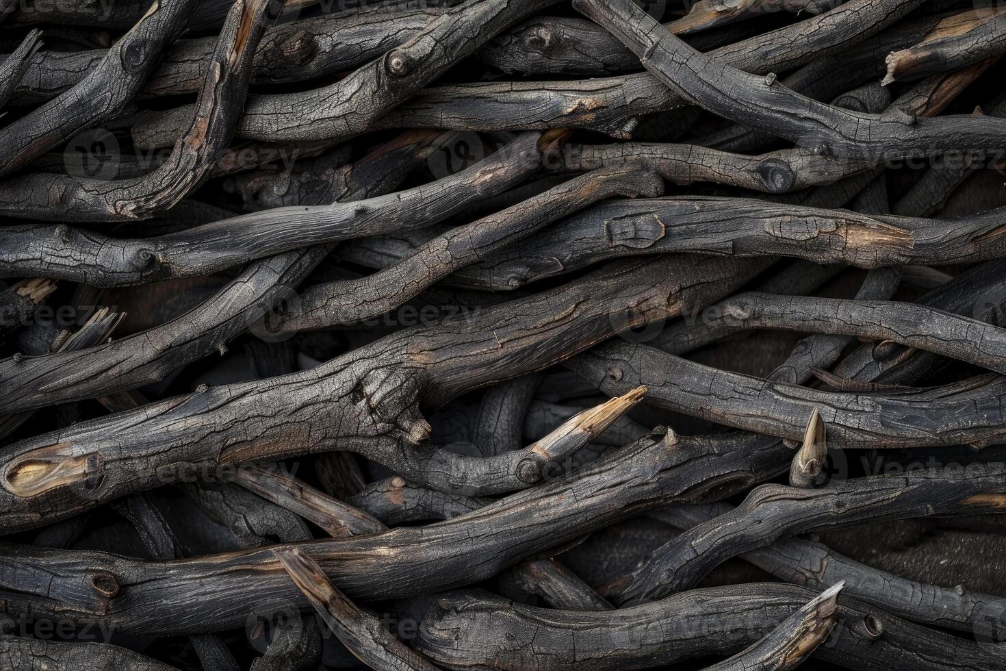 Dark intertwined branches creating a textured background photo