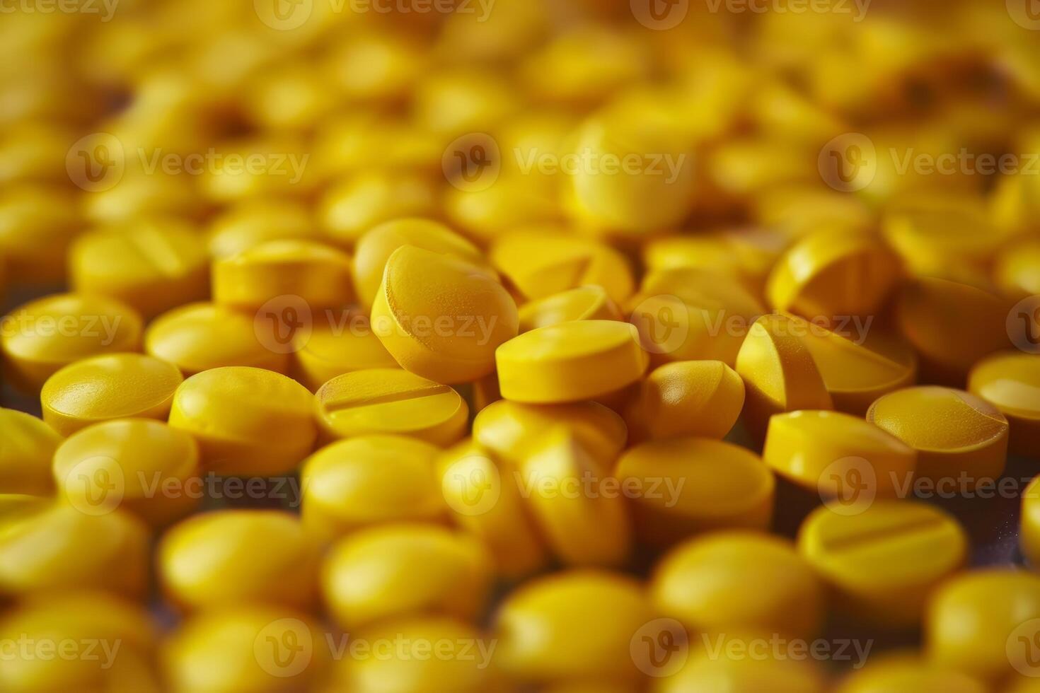 Close up of yellow pills creating compelling medical background photo