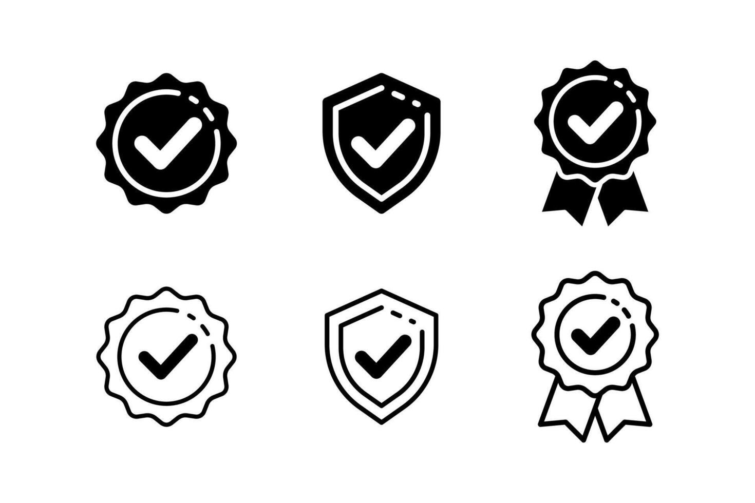 Premium badge label icon set. Verify or verified label. vector