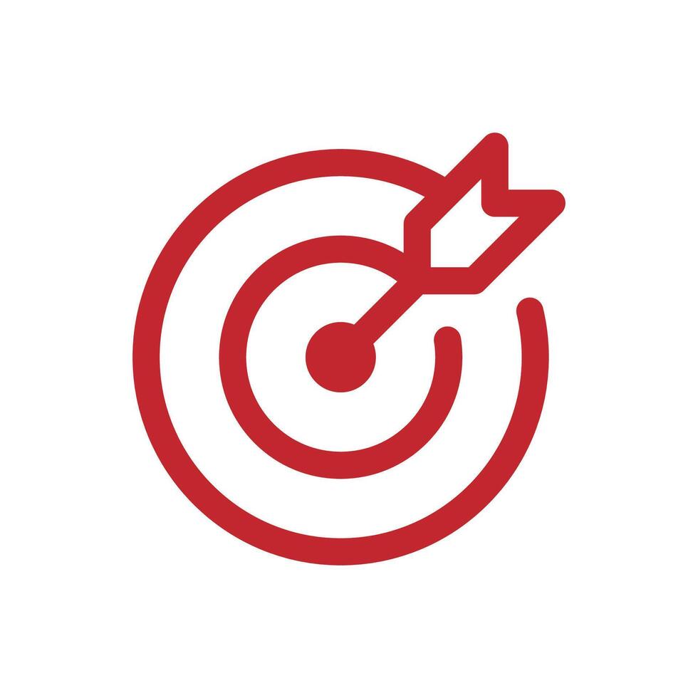 Simple target line icon in red color vector