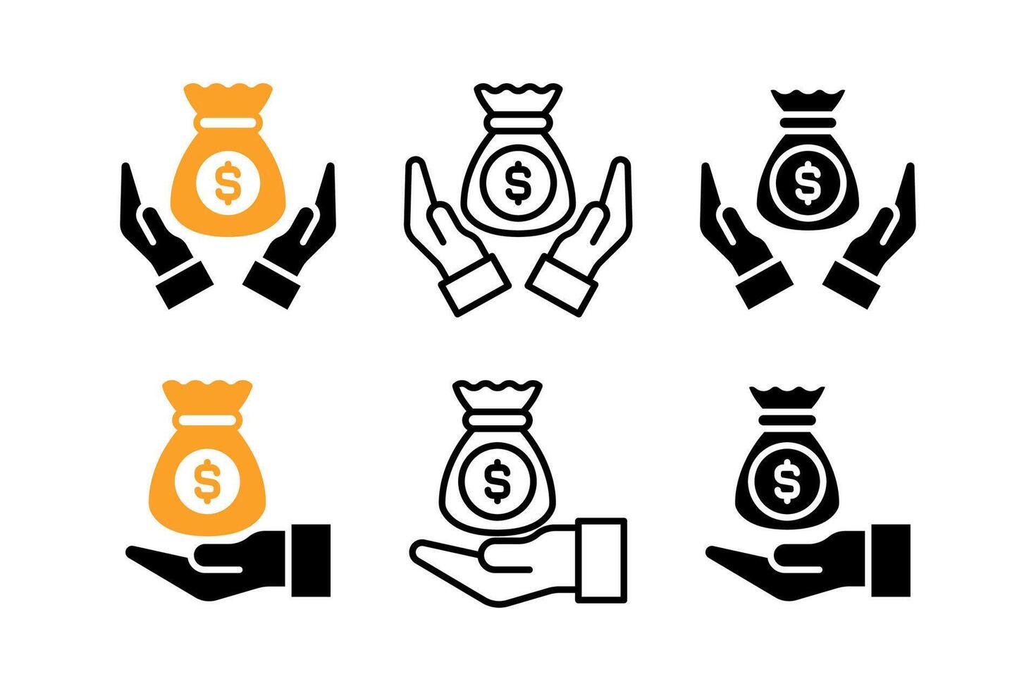 Saving money icon solid style. Finance icon solid style collection vector