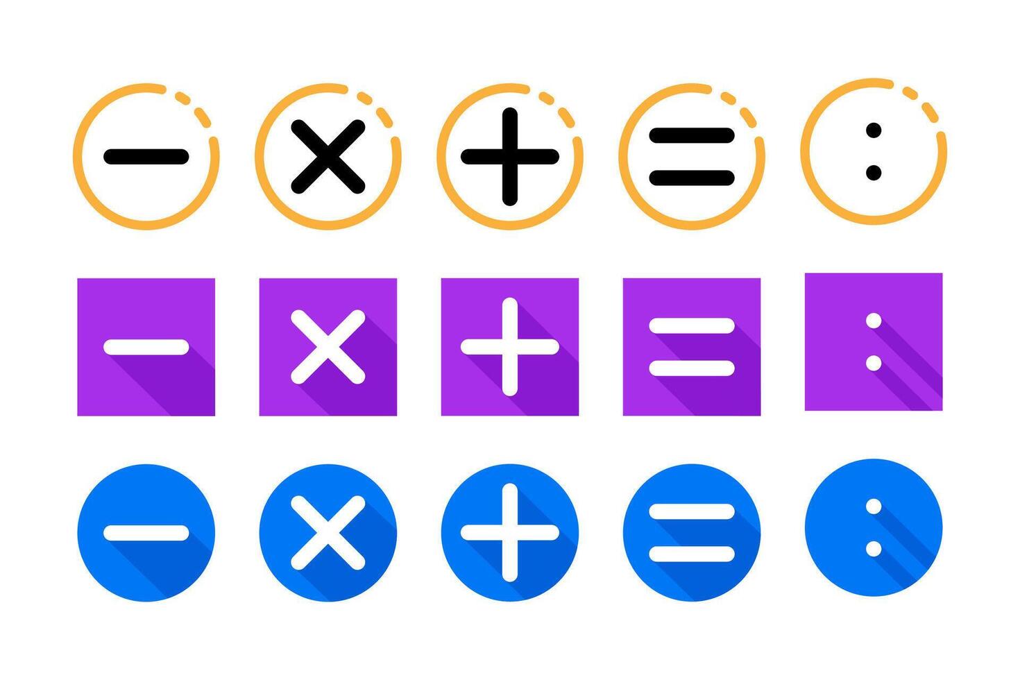 Set of basic math symbols, useful for educational or mathematical projects vector