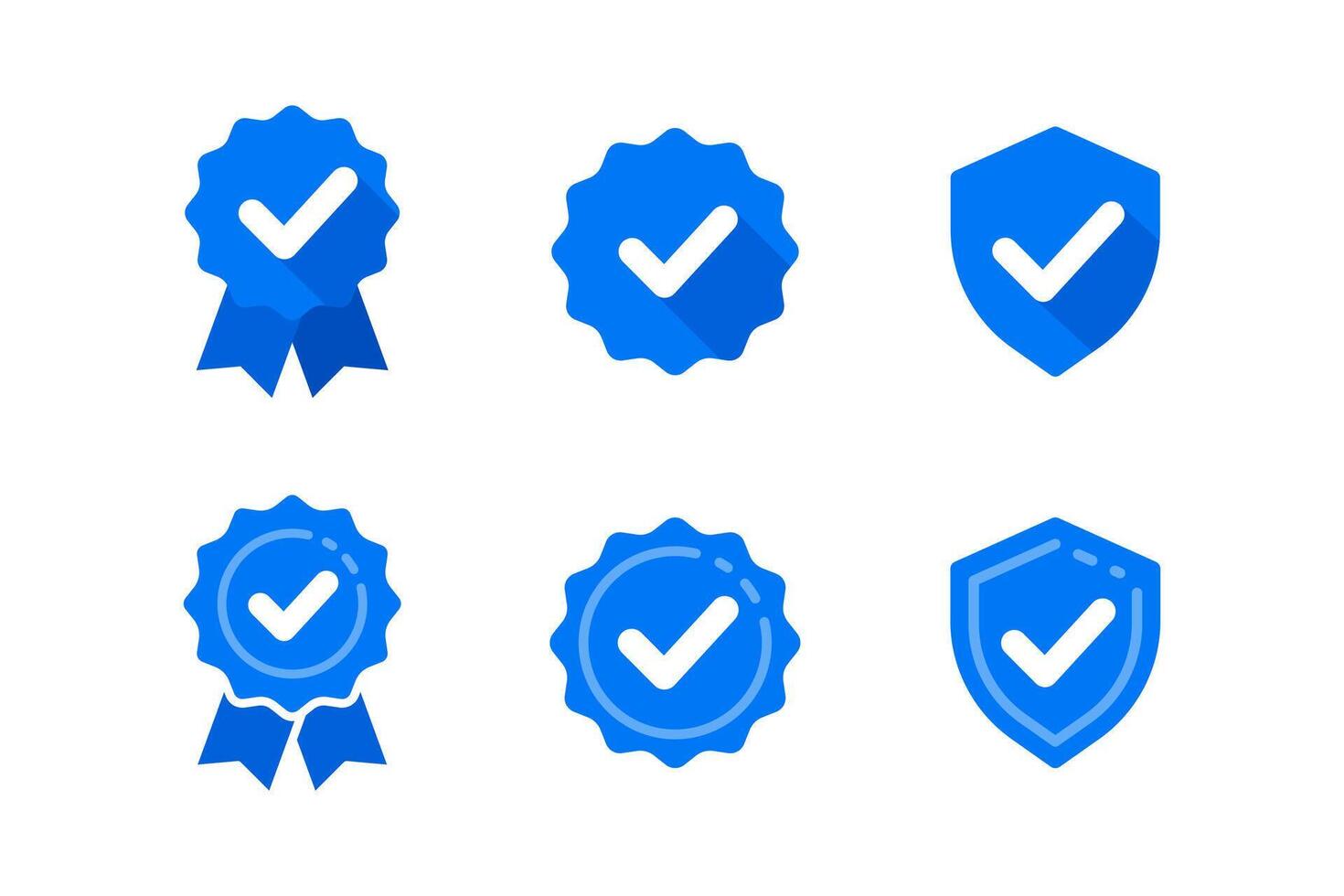 Verify verified label and icon set in blue color vector