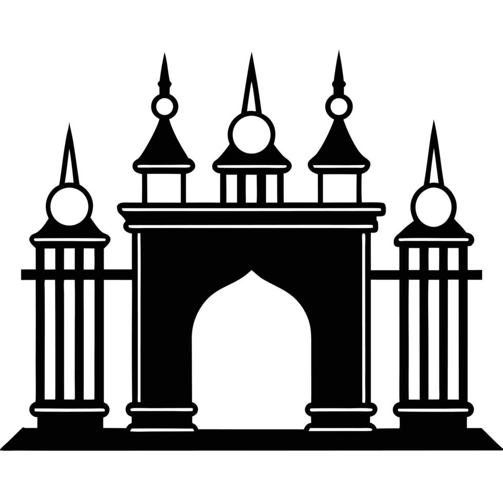 Silhouette of islamic architecture mosque building design illustration vector