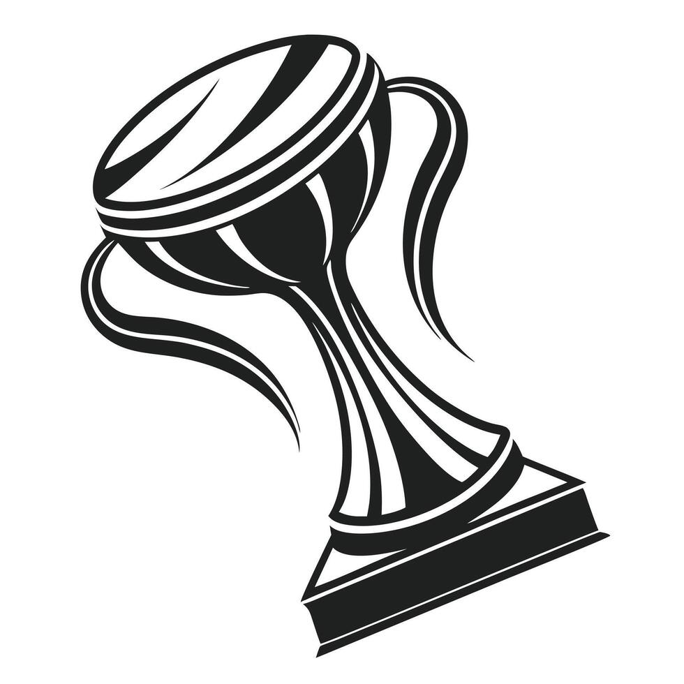 Monochrome illustration of a goblet trophy on a white backdrop winning concept vector