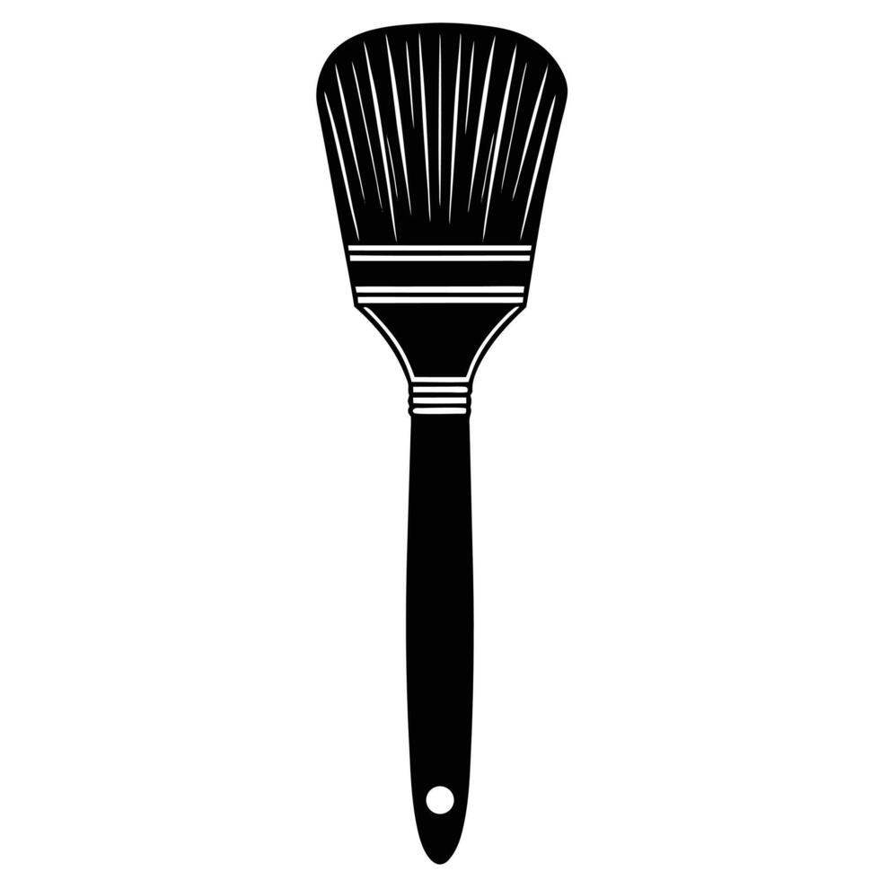 Black and white graphic of a paintbrush tool with a classic style vector