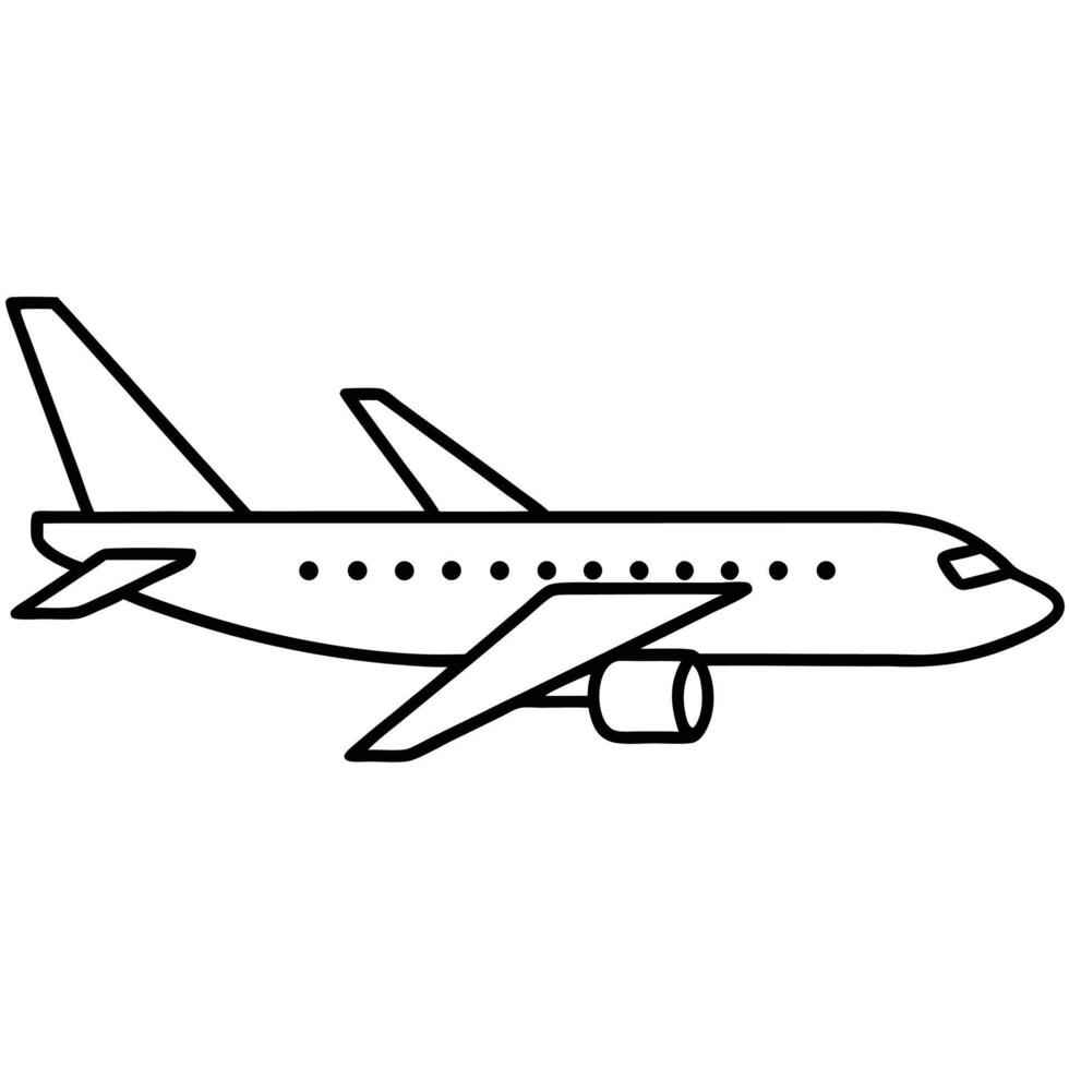 Outline airplane icon design commercial passenger jet plane simple line art vector