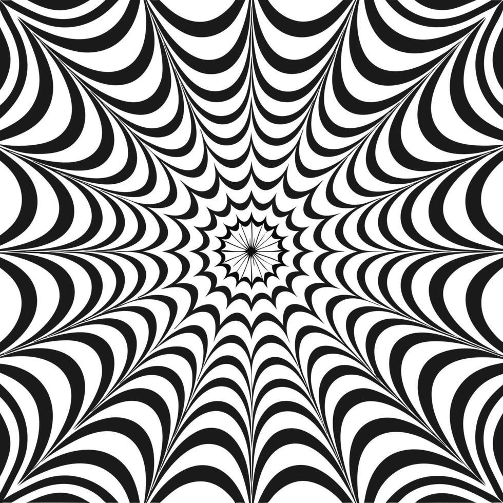 Optical illusion with black and white lines creating distorted perspective effect vector