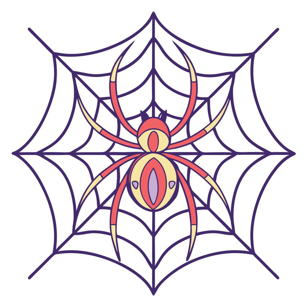 Stylized red spider illustration on web graphic design element vector