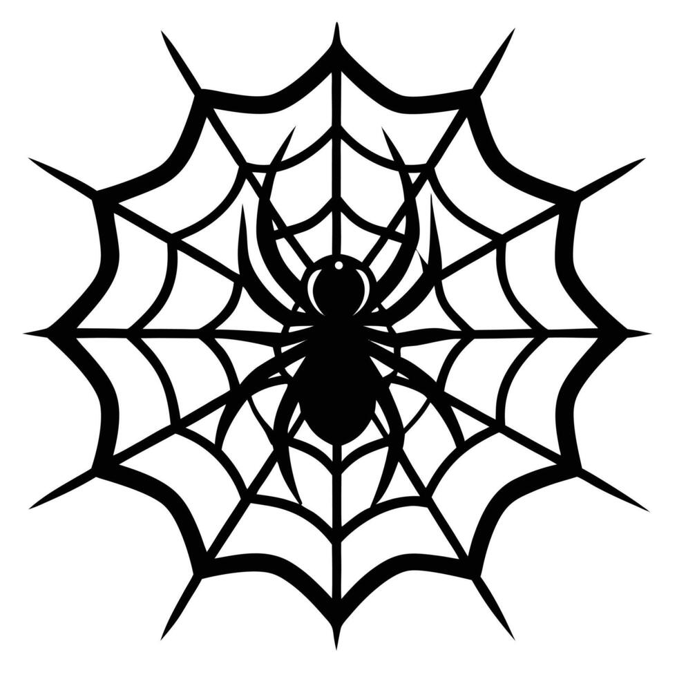 Spider web silhouette illustration for halloween decorations and scary designs vector