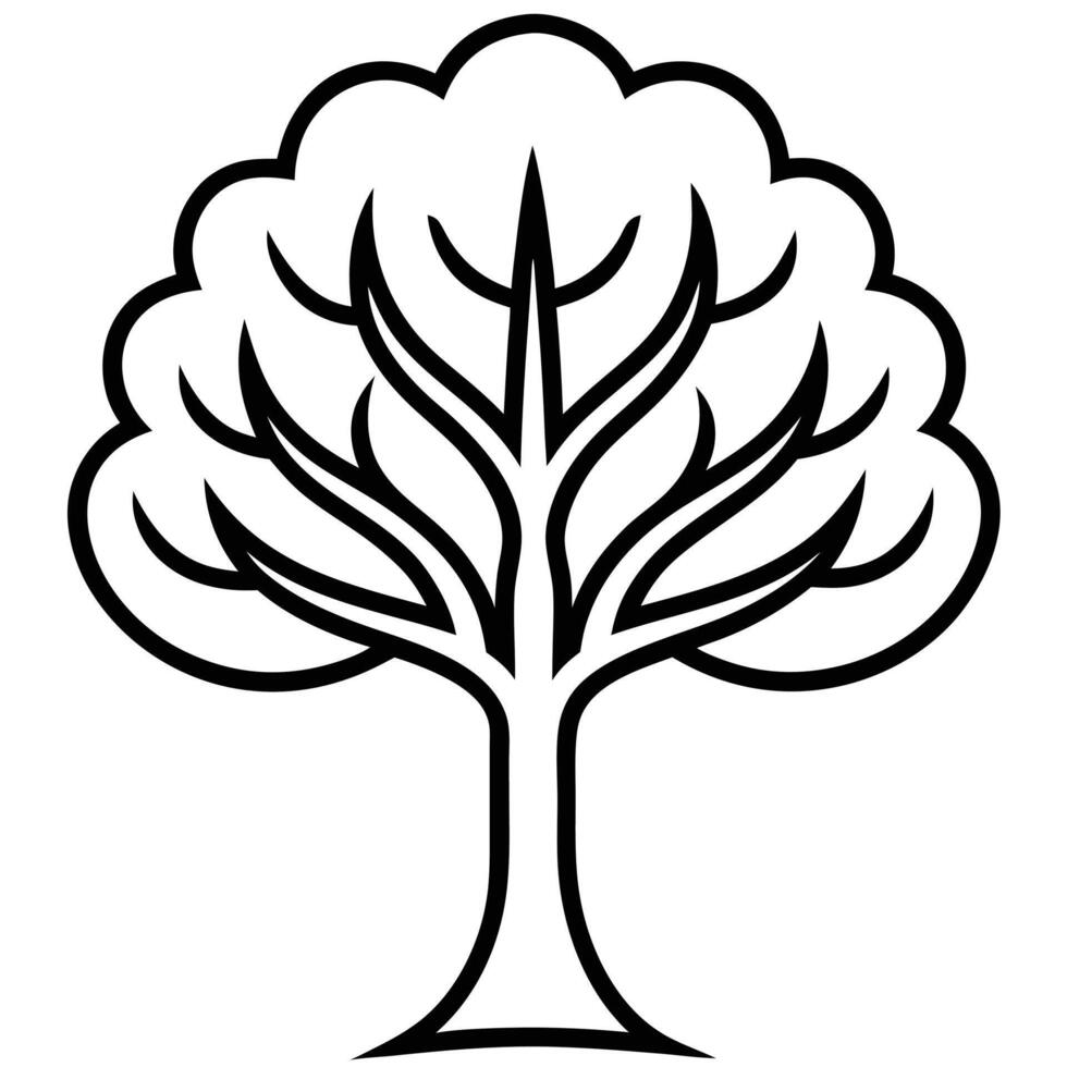 Simple black and white tree outline illustration graphic template vector