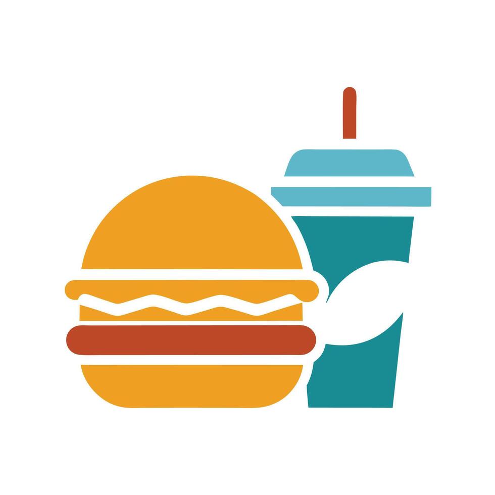 Minimalist burger and soda illustration isolated on white background food and drink vector