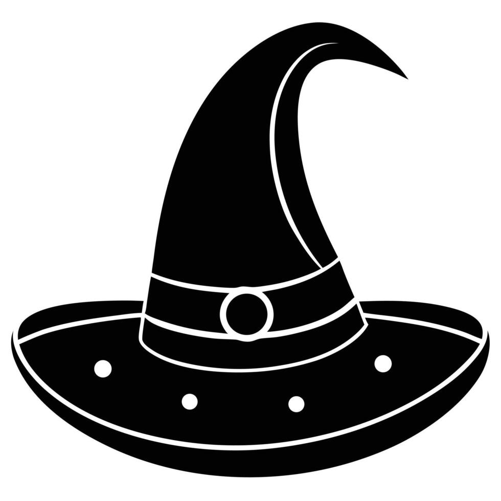 Silhouette witch hat illustration simple halloween graphic design element isolated vector