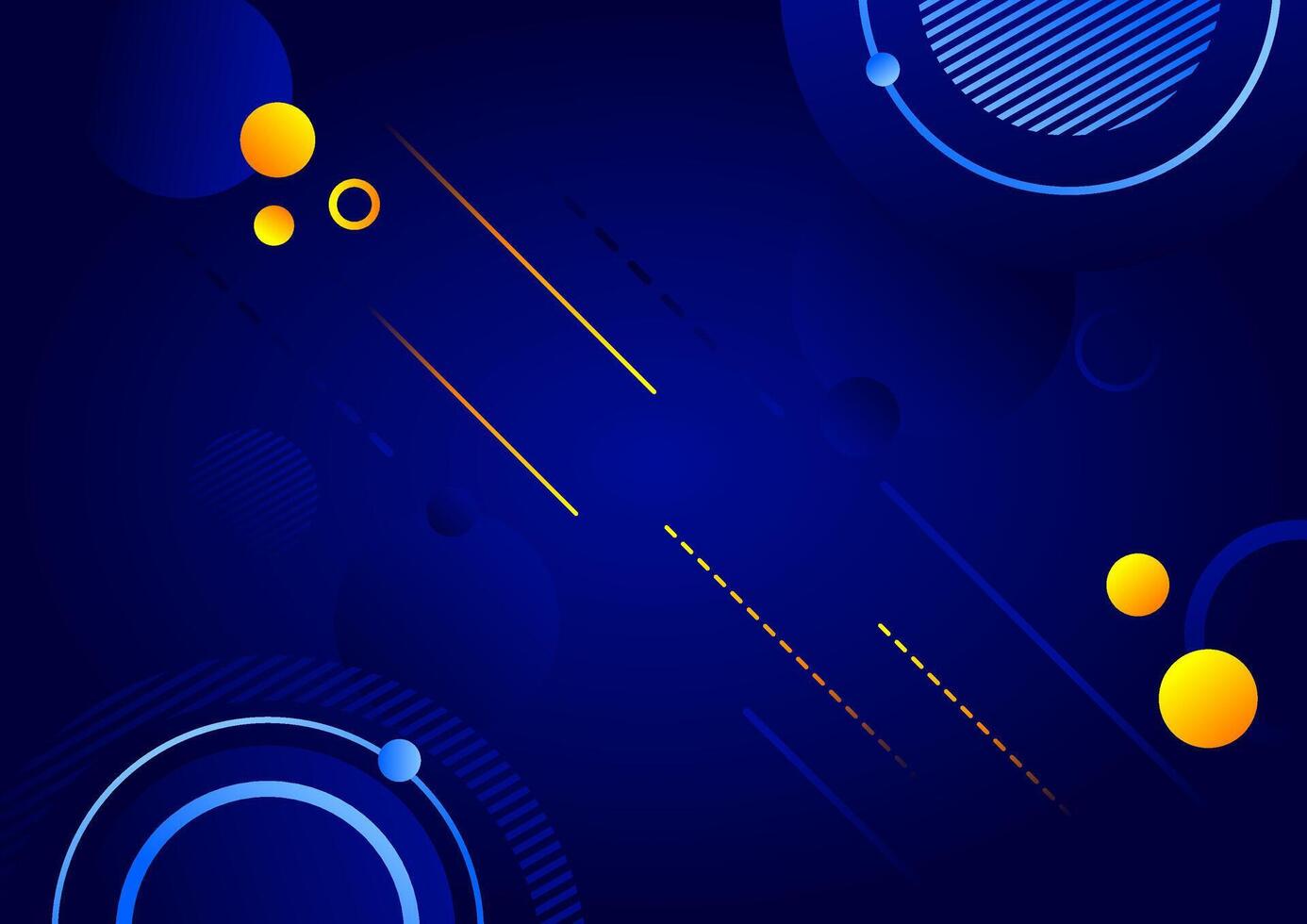 abstract blue and yellow background with circles and lines vector